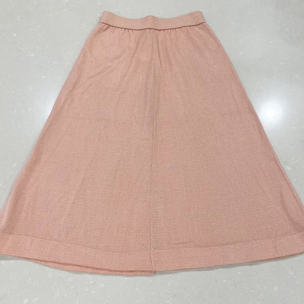 Vintage Beeline Fashions Stretch Knit A Line Midi Skirt Peach Medium
